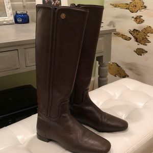 Tory Burch riding boots in chocolate brown